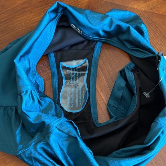 Calvin Klein Swimwear Size L 2 pc Teal Vintage Look Swimsuit NWT Pin Up Girl - Picture 8 of 8